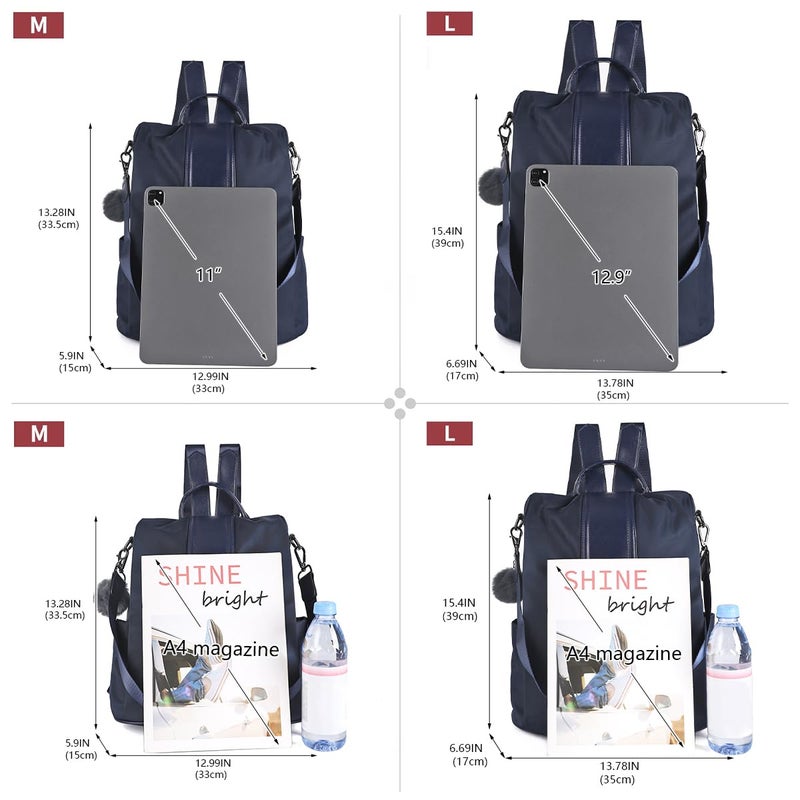 PINCNEL Women Backpack Purse Waterproof Nylon Anti-theft Rucksack Lightweight Shoulder Bag - Image 2